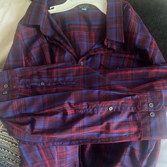 Vintage Plaid Long Sleeve Button Down Shirt XL - Picture 3 of 4